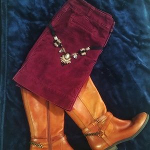 LOFT Maroon Wine Red Corduroy Skirt